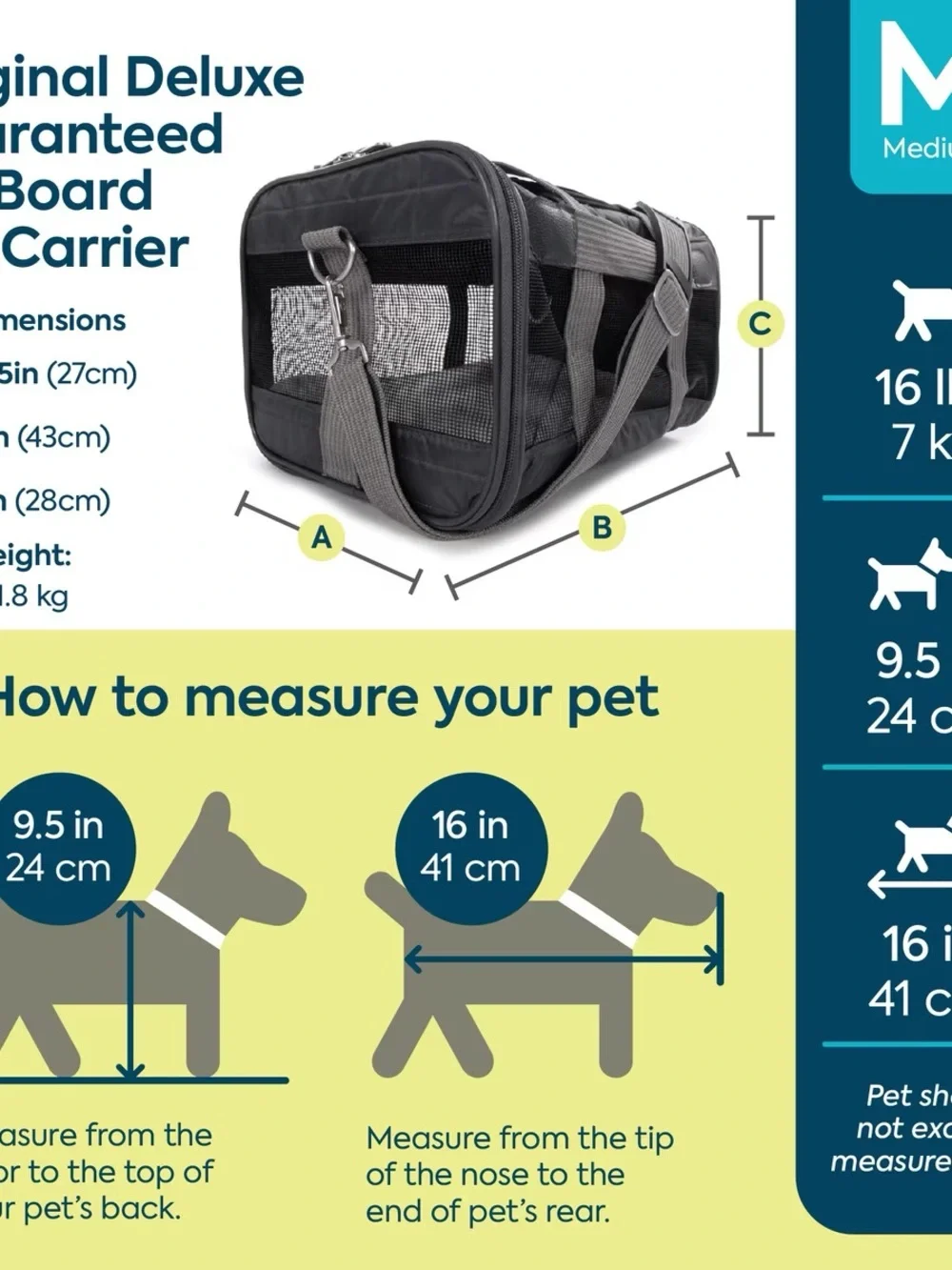 Sherpa Original Deluxe Airline-Approved Dog & Cat Carrier Bag,